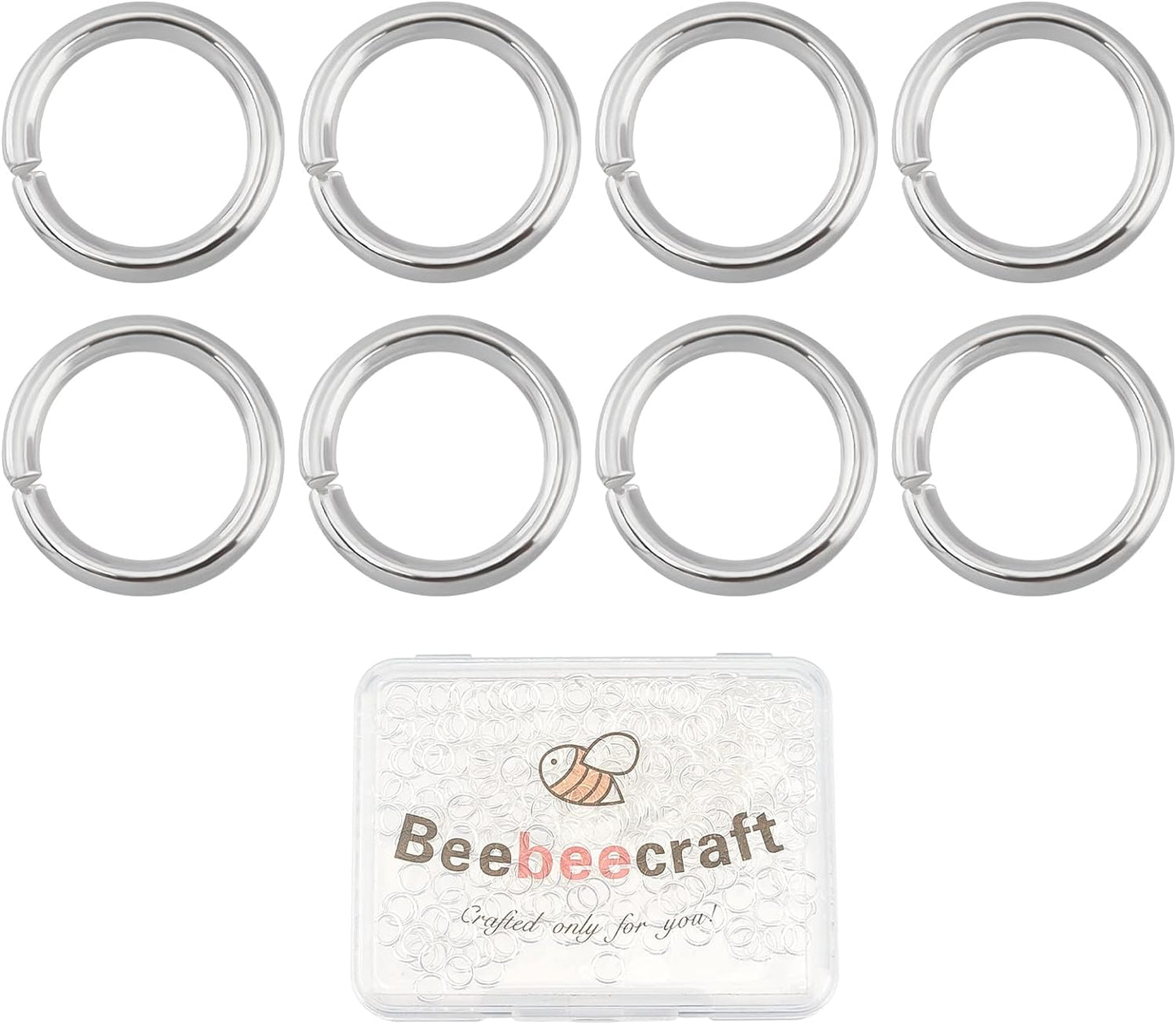 Beebeecraft 300Pcs/Box 5Mm Jump Rings 925 Sterling Silver Plated Open Jump Rings for Jewelry Making Necklace Keychains Connector