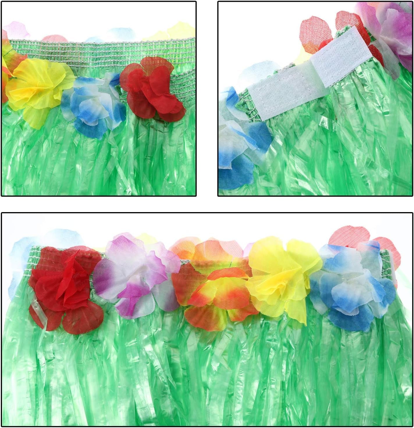 8 Pieces Hawaiian Grass Hula Skirt Costume Set Necklace Garland Bracelet Bikini Top for Women Tropical Luau Party Decoration
