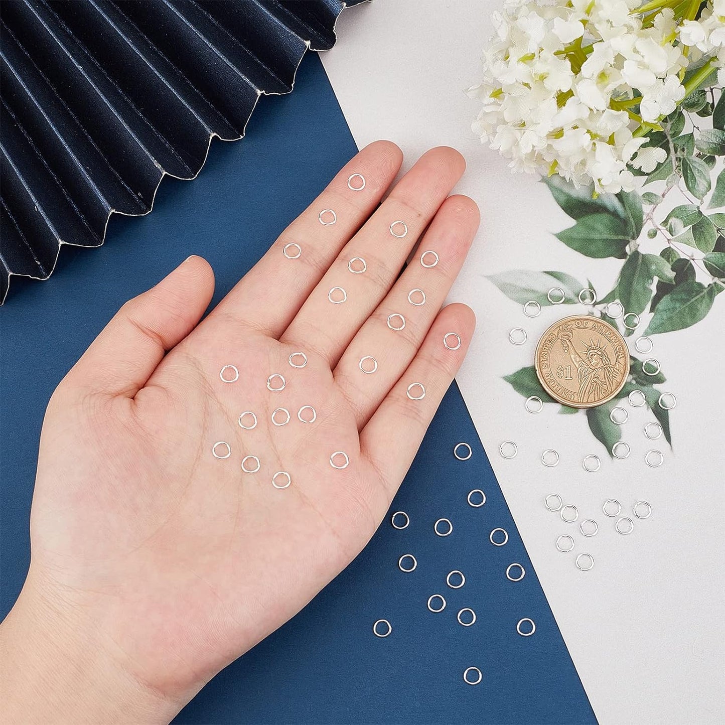 Beebeecraft 300Pcs/Box 5Mm Jump Rings 925 Sterling Silver Plated Open Jump Rings for Jewelry Making Necklace Keychains Connector
