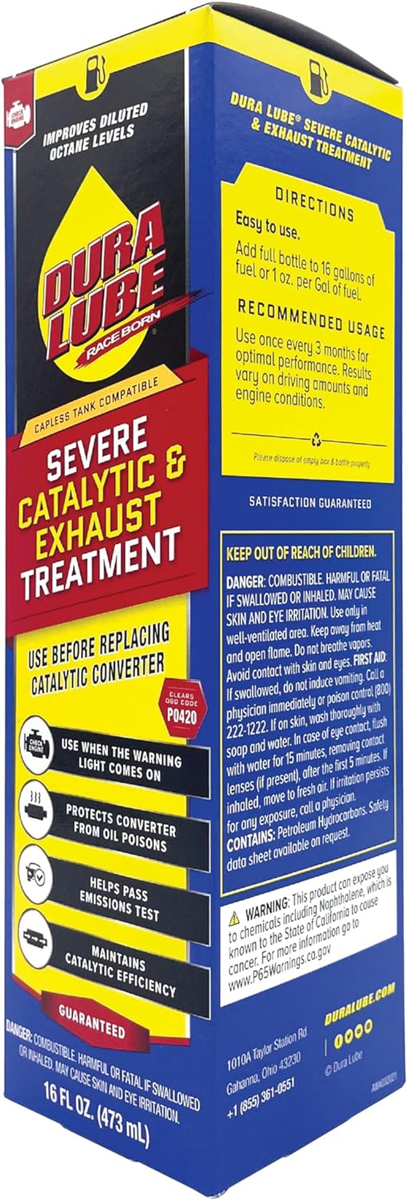 Dura Lube Severe Catalytic and Exhaust Treatment Cleaner Fuel Additive, 16 Fl. Oz., (PN: HL-402409 PDQ3)