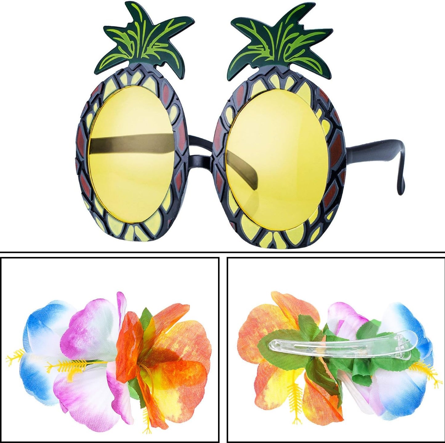 8 Pieces Hawaiian Grass Hula Skirt Costume Set Necklace Garland Bracelet Bikini Top for Women Tropical Luau Party Decoration