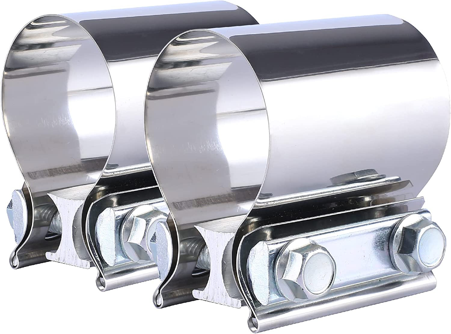 2.75 Inch 2 3/4'' Butt Joint Exhaust Seal Band Clamp,Exhaust Band Clamp T304 Stainless Steel Universal (2 Packs)