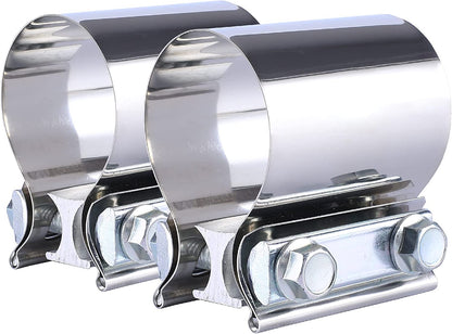 2.75 Inch 2 3/4'' Butt Joint Exhaust Seal Band Clamp,Exhaust Band Clamp T304 Stainless Steel Universal (2 Packs)
