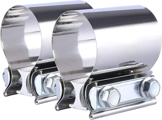 2.75 Inch 2 3/4'' Butt Joint Exhaust Seal Band Clamp,Exhaust Band Clamp T304 Stainless Steel Universal (2 Packs)
