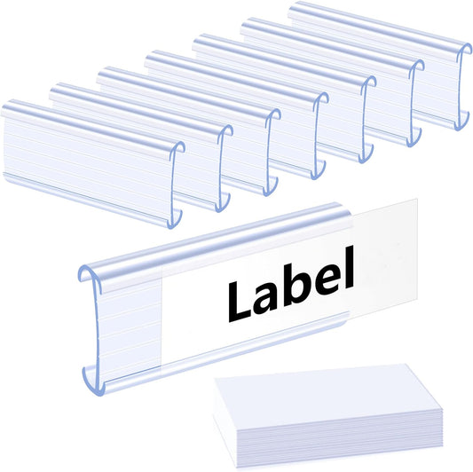 120 PCS Wire Shelf Label Holders Plastic Wire Rack Label Holder Shelf Tags for Wire Shelving Metro Shelving Clips with Label Paper Inserts Compatible with 1-1/4 Inch Shelves