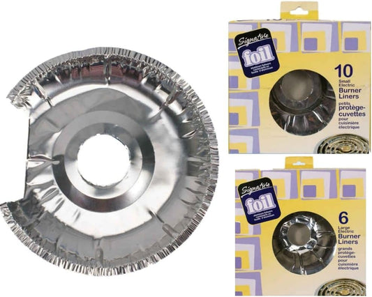 16-Piece Aluminum Foil Burner Liners for Electric Stove (10 Small and 6 Large)