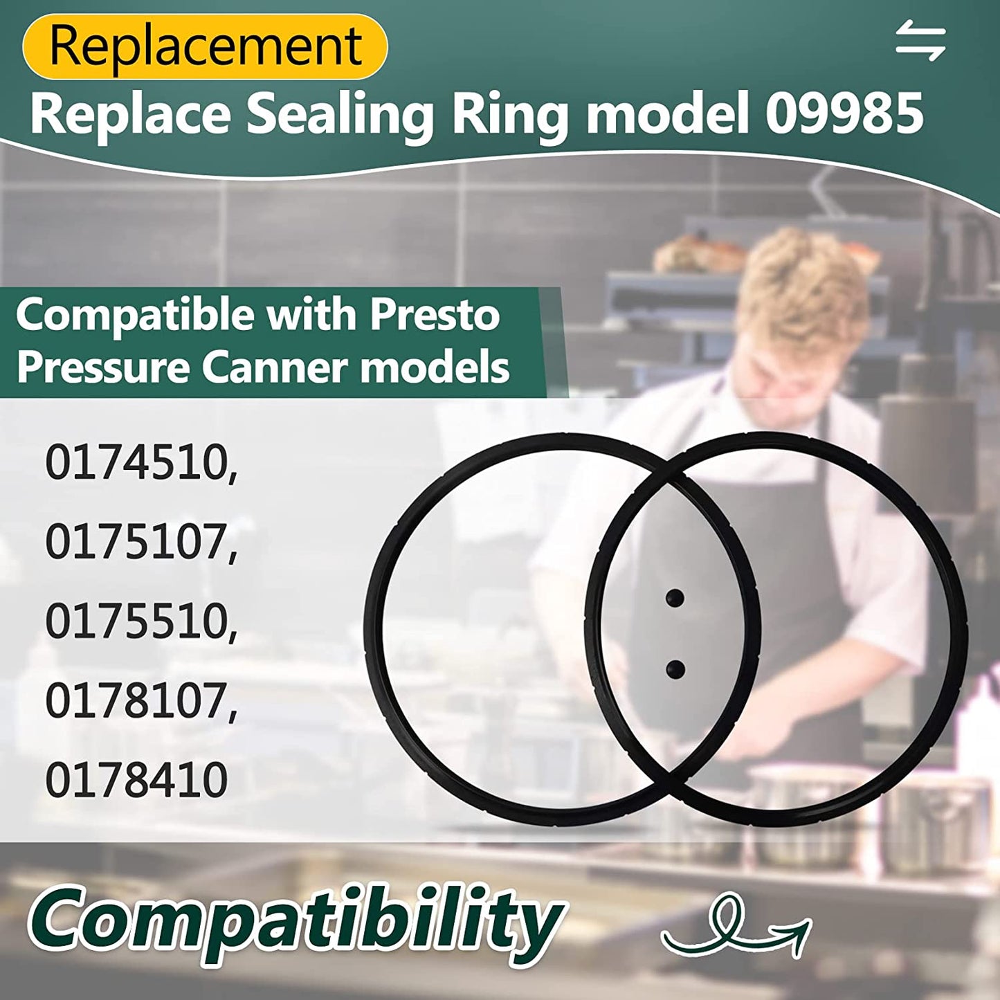 2 09985 Pressure Canner Sealing Ring Gasket for Presto 01745 01751 01755 01781 01782 01784 Pressure Cooker 16 18 23 Quart Including Overpressure Plug