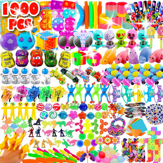 1000+Pcs Party Favors for Kids, Fidget Toys Pack, Carnival Prizes, Filler Toys for Kids, Goodie Bag Stuffers for Kids, Birthday, Stocking Stuffers Bulks, School Classroom Rewards