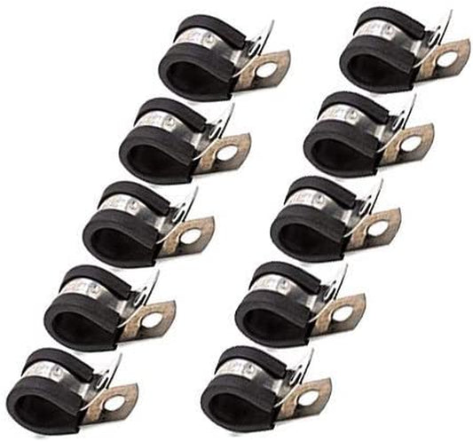 1/2 Fuel Line Tubing Mounting Clamps 304 Stainless Steel Cable Clamp Hardware Rubber Cushioned Insulated Metal Clamp Tube Holder for Tube Pipe or Wire Cord Installation Pack of 10 Pcs