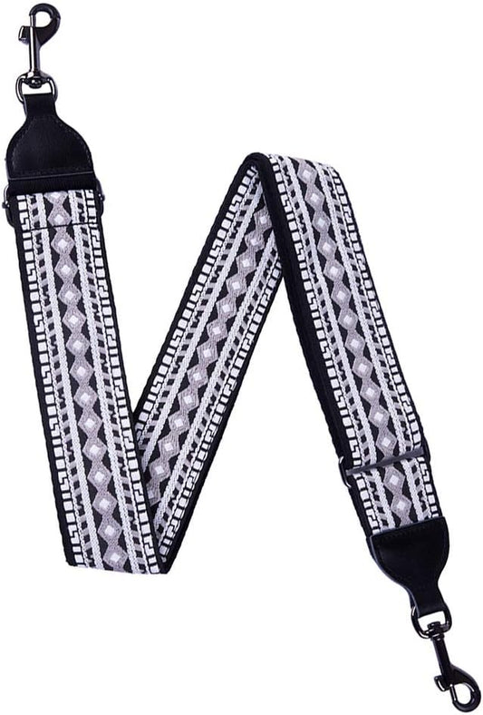 Banjo Embroidery, Jacquard Woven Cotton Banjo Strap with Metal Clip Hooks, Width 5 Cm, Adjustable Length
